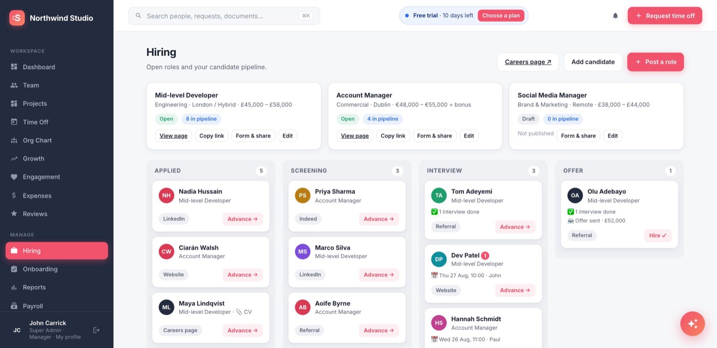 StaffVelo — Hiring pipeline